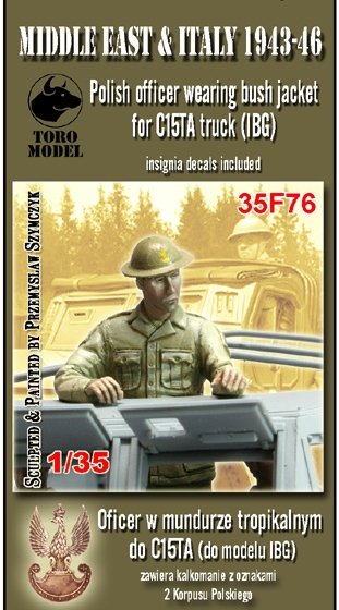 Toro 35F76 Middle East &amp; Italy 1943-46 - Oficer w mundurze tropikalnym do C15TA Do modelu firmy IBG 2 Korpus Polski we Włoszech 1/35