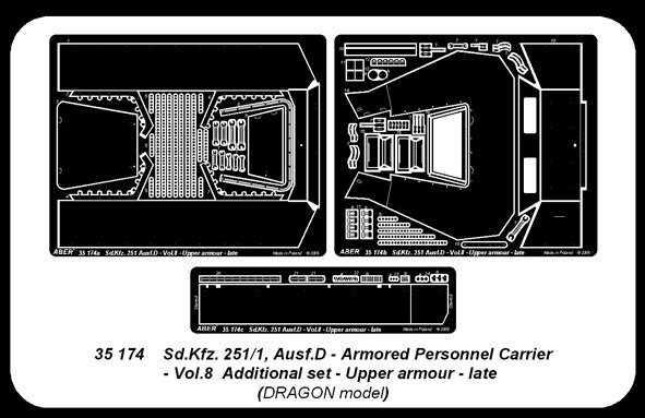 Aber 35174 Sd.Kfz. 251/1 Ausf.D.  cz.8  gorny pancerz pozny (DRA) (1:35)