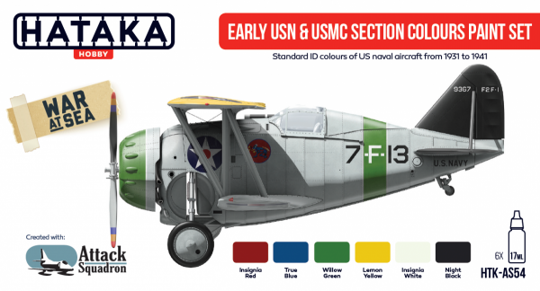 Hataka Hobby HTK-AS54 Early USN &amp; USMC section Colours Set (6x17ml)