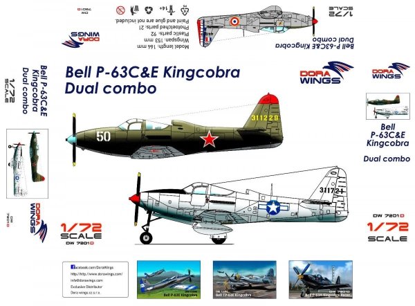 Dora Wings 7201D Bell P-63C&amp;E Kincobra Dual combo 2in1 1/72