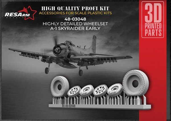 RESArm 48-03048 A-1 SKYRAIDER EARLY - Wheels under load (3D resin printing) 1/48