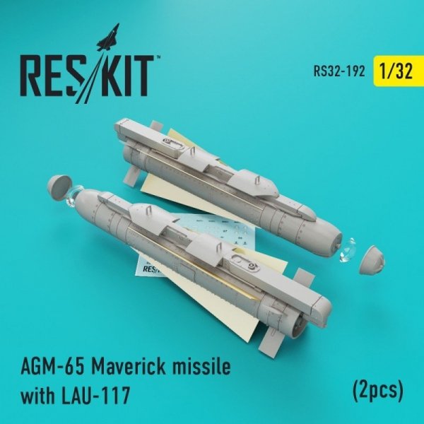 RESKIT RS32-0192 AGM-65 Maverick missile with LAU-117 (2 pcs) 1/32