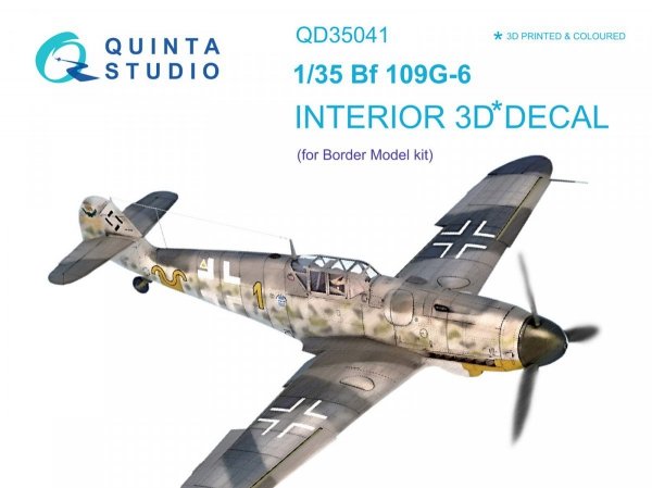 Quinta Studio QD35041 Bf 109G-6 3D-Printed &amp; coloured Interior on decal paper (for Border Model kit) 1/35