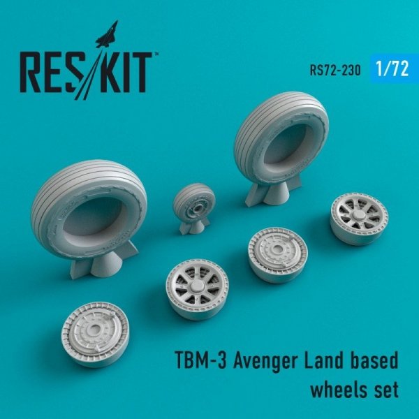 RESKIT RS72-0230 TBM-3 Avenger Land based wheels set 1/72