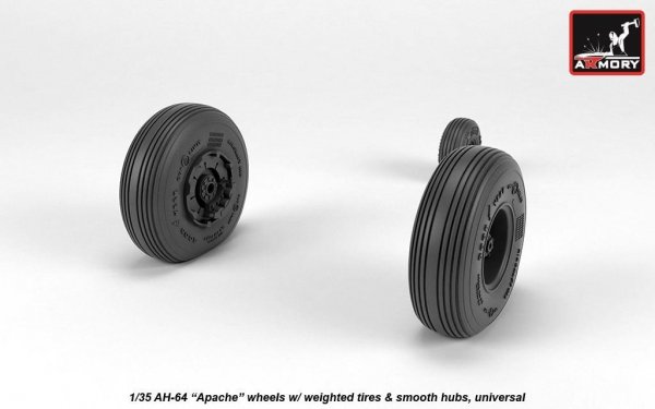 Armory Models AW35304 AH-64 Apache wheels w/ weighted tires, smooth hubs 1/35