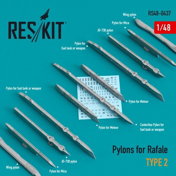 RESKIT RS48-0437 PYLONS FOR RAFALE TYPE 2 1/48
