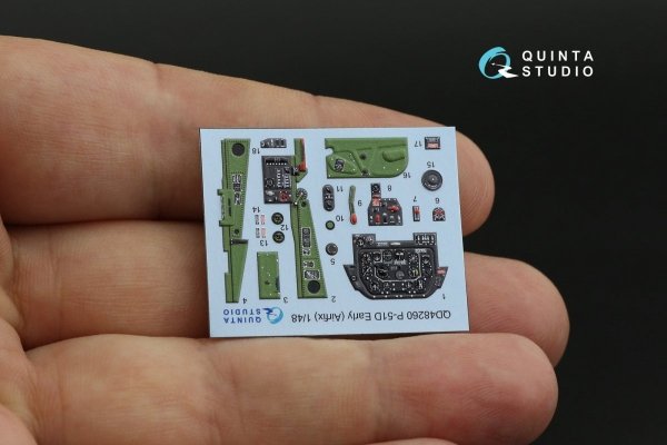 Quinta Studio QD48260 P-51D Early 3D-Printed &amp; coloured Interior on decal paper ( Airfix ) 1/48