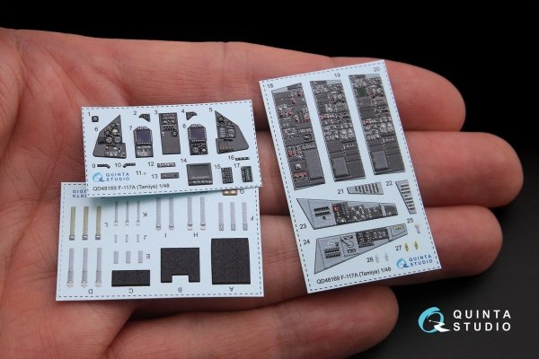 Quinta Studio QD48169 F-117A 3D-Printed &amp; coloured Interior on decal paper (for Tamiya kit) 1/48