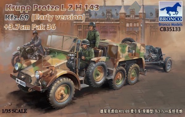 Bronco CB35133 Krupp Protze L2 H 143 Kfz.69 (early version) with 3.7cm Pak 36 (1:35)