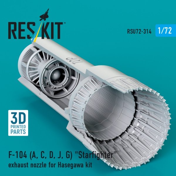 RESKIT RSU72-0314 F-104 (A, C, D, J, G) "Starfighter" exhaust nozzle for Hasegawa kit (3D Printed) 1/72