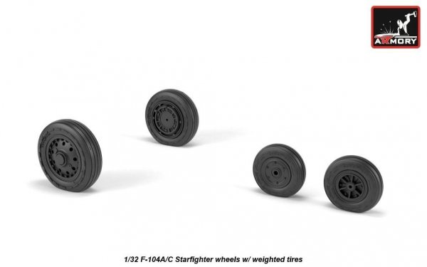 Armory Models AW32302 F-104A/C Starfighter wheels, w/ optional nose wheels, weighted 1/32