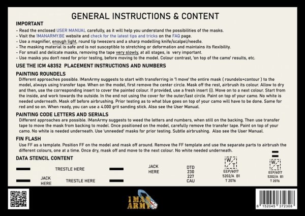1 Man Army 48KIT007 Full Masking Set HP.52 Hampden B. Mk.I (ICM) 1/48