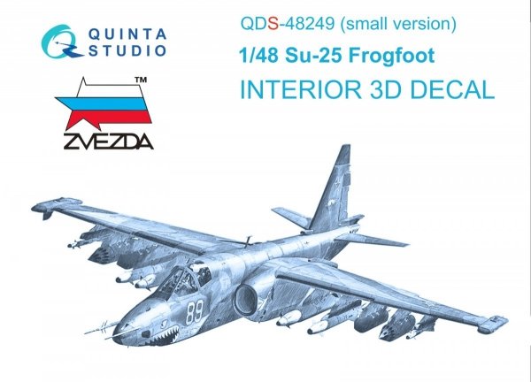 Quinta Studio QDS48249 Su-25 3D-Printed &amp; colored Interior on decal paper (Zvezda) 1/48