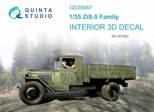 Quinta Studio QD35067 ZiS-5 3D-Printed &amp; coloured Interior on decal paper (All kits) 1/35