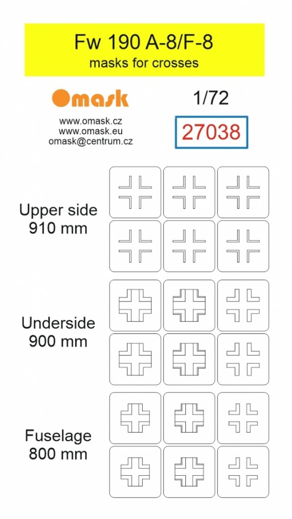 Omask 27038 Fw 190 A-8/F-8 masks for crosses 1/72