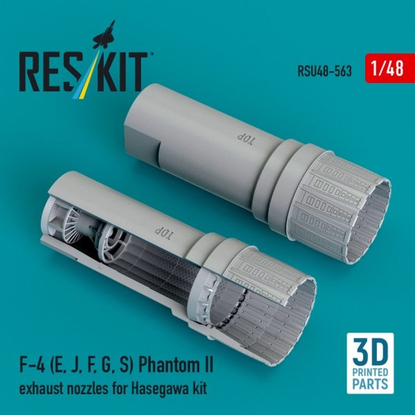 RESKIT RSU48-0563 F-4 (E, J, F, G, S) Phantom II exhaust nozzles for Hasegawa kit (3D Printed) (1/48)