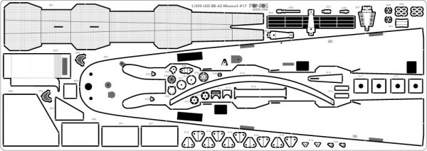 Pontos 23002F1 USS BB-63 Missouri 1945 Detail Up Set (Teak tone stained wooden deck) (1:200)