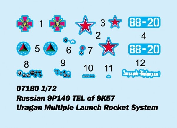 Trumpeter 07180 Russian 9P140 TEL of 9K57 Uragan Multiple Launch Rocket System 1/72