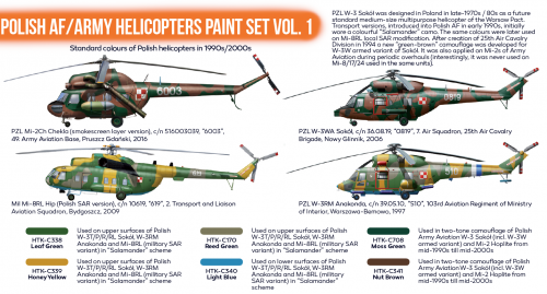 Hataka HTK-CS116 Polish AF / Army Helicopters paint set vol. 1 6x17ml