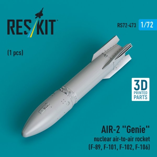 RESKIT RS72-0473 AIR-2 &quot;Genie&quot; nuclear air-to-air rocket (1 pcs) (3D Printed) 1/72