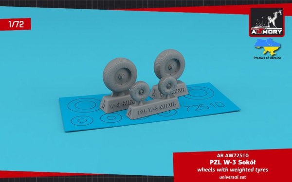 Armory Models AW72510 PZL W-3 Sokół wheels w/ weighted tires 1/72