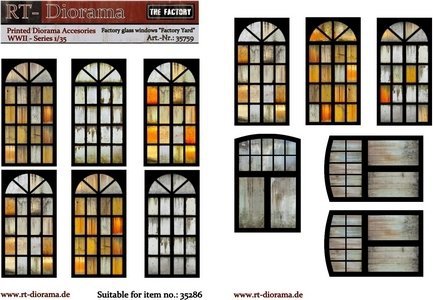 RT-Diorama 35759 Printed Accessories: Factory glass windows &quot;Factory Yard&quot; 1/35