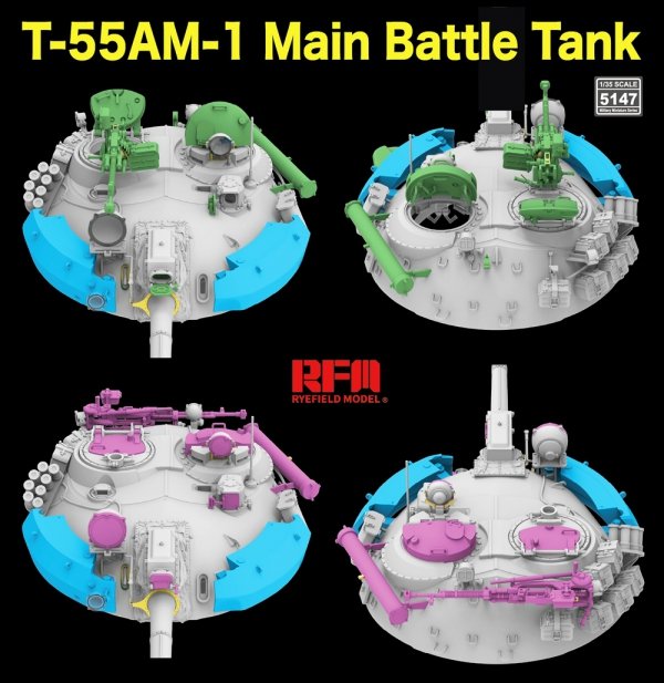 Rye Field Model 5147 T-55 AM-1 Main Battle Tank with Workable Tracks 1/35