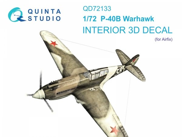 Quinta Studio QD72133 P-40B 3D-Printed coloured Interior on decal paper (Airfix) 1/72