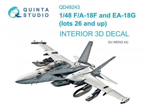 Quinta Studio QD48243 F/A-18F late / EA-18G 3D-Printed &amp; coloured Interior on decal paper ( Meng ) 1/48