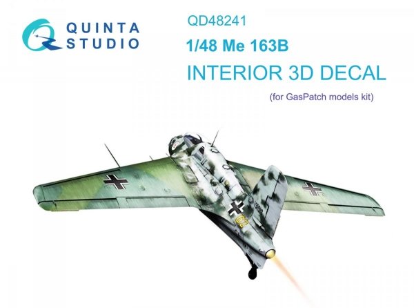 Quinta Studio QD48241 Me 163B 3D-Printed &amp; coloured Interior on decal paper (GasPatch models) 1/48