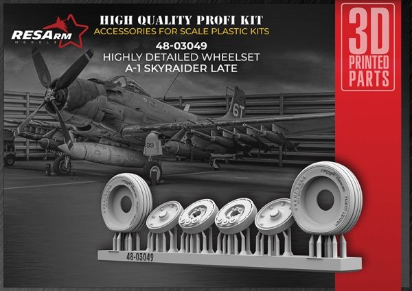 RESArm 48-03049 A-1 SKYRAIDER ELATY - Wheels under load (3D resin printing) 1/48
