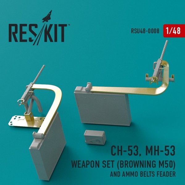 RESKIT RSU48-0008 CH-53, MH-53 Weapon Set (Browning M50) and Ammo belts feader 1/48