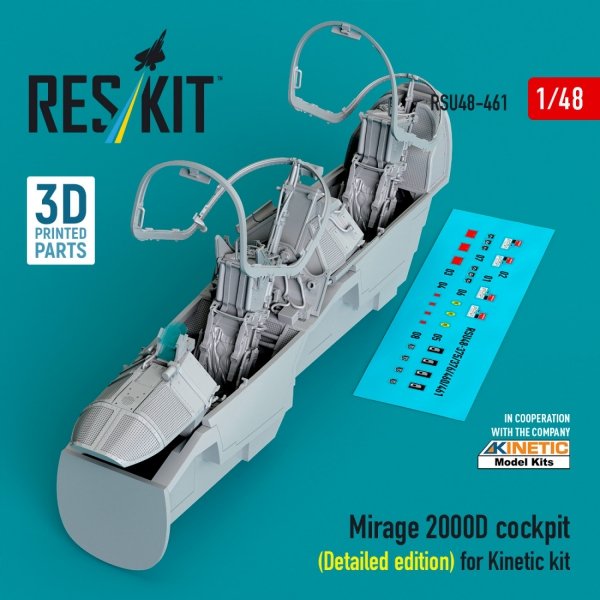 RESKIT RSU48-0461 Mirage 2000D cockpit (Detailed edition) for Kinetic kit (3D Printed) 1/48