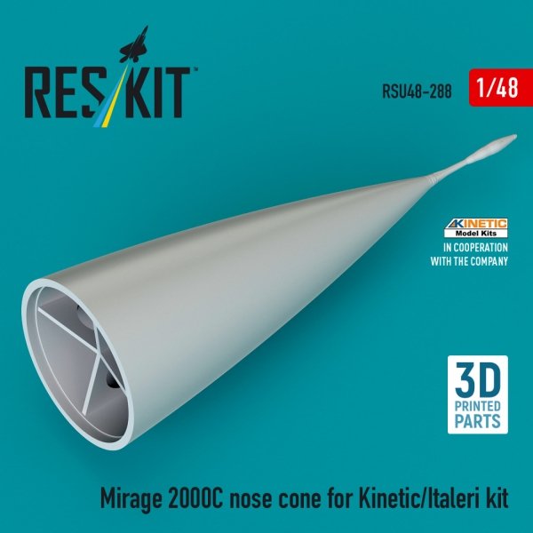 RESKIT RSU48-0288 Mirage 2000C nose cone for Kinetic/Italeri kit (3D Printed) (1/48)