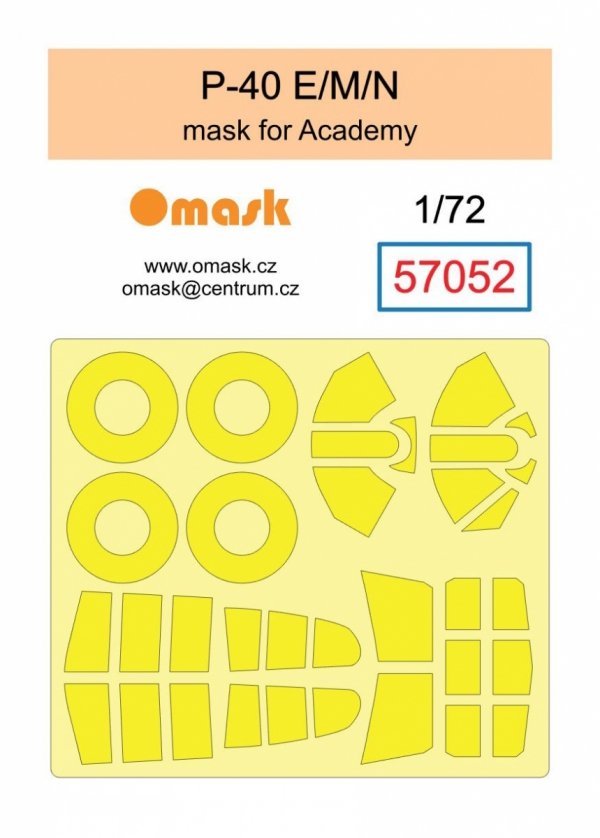 Omask 57052 P-40 E/M/N mask (for Academy) clear parts yellow masking tape 1/72