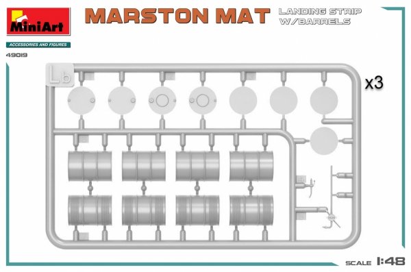 MiniArt 49019 MARSTON MAT LANDING STRIP w/BARRELS 1/48
