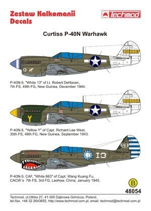 Techmod 48054 - Curtiss P-40N-5 Warhawk (1:48)