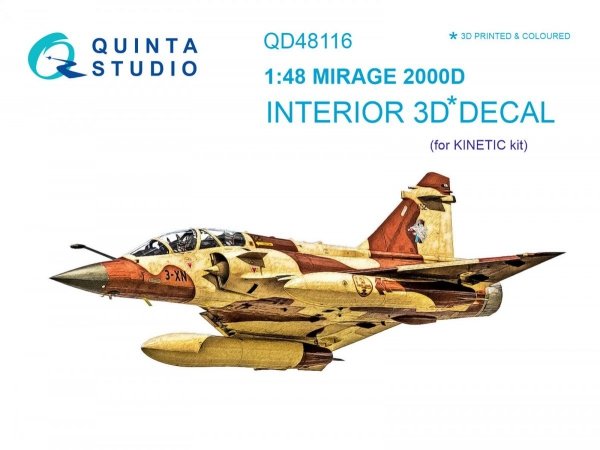 Quinta Studio QD48116 Mirage 2000D 3D-Printed &amp; coloured Interior on decal paper (for Kinetic kit) 1/48