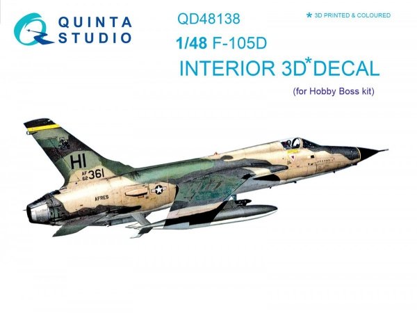Quinta Studio QD48138 F-105D 3D-Printed &amp; coloured Interior on decal paper (for HobbyBoss kit) 1/48