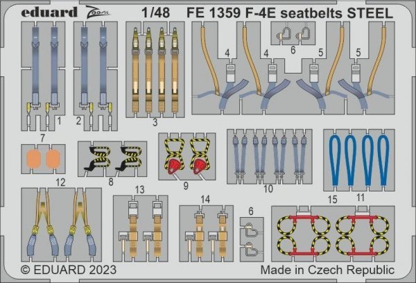 Eduard FE1359 F-4E seatbelts STEEL MENG 1/48