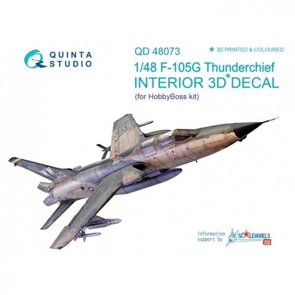 Quinta Studio QD48073 F-105G 3D-Printed &amp; coloured Interior on decal paper (for HobbyBoss kit) 1/48