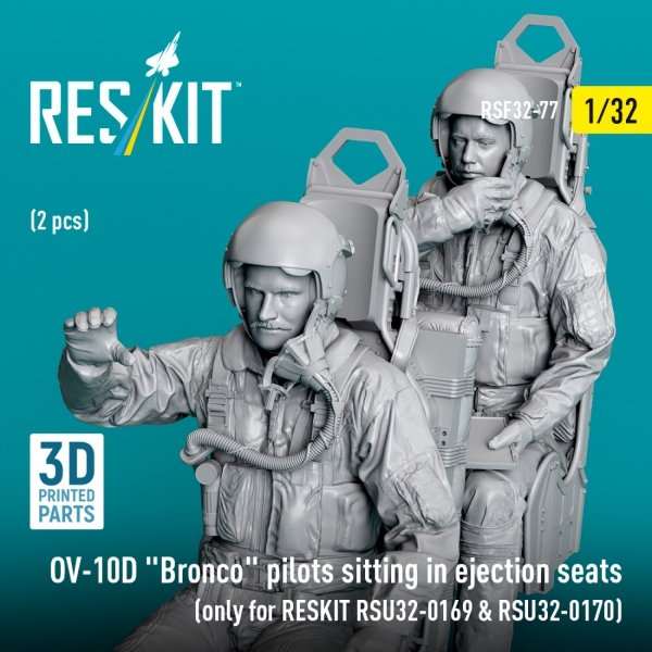 RESKIT RSF32-0077 OV-10D &quot;Bronco&quot; pilots sitting in ejection seats (2 pcs) (only for RESKIT RSU32-0169 &amp; RSU32-0170) (3D Printed) 1/32