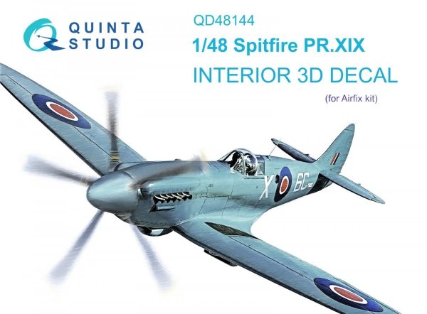 Quinta Studio QD48144 Spitfire PR.XIX 3D-Printed &amp; coloured Interior on decal paper (Airfix) 1/48
