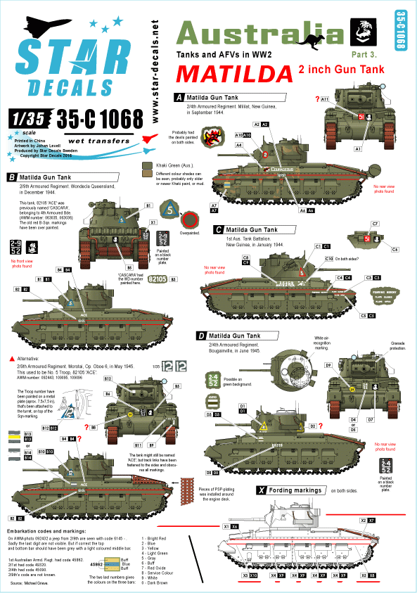 Star Decals 35-C1068 Australia Tanks &amp; AFVs # 3 1/35