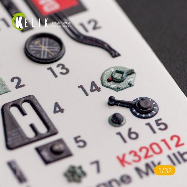 KELIK K32012 HAWKER HURRICANE MK.IIB - INTERIOR 3D DECAL FOR REVELL KIT 1/32