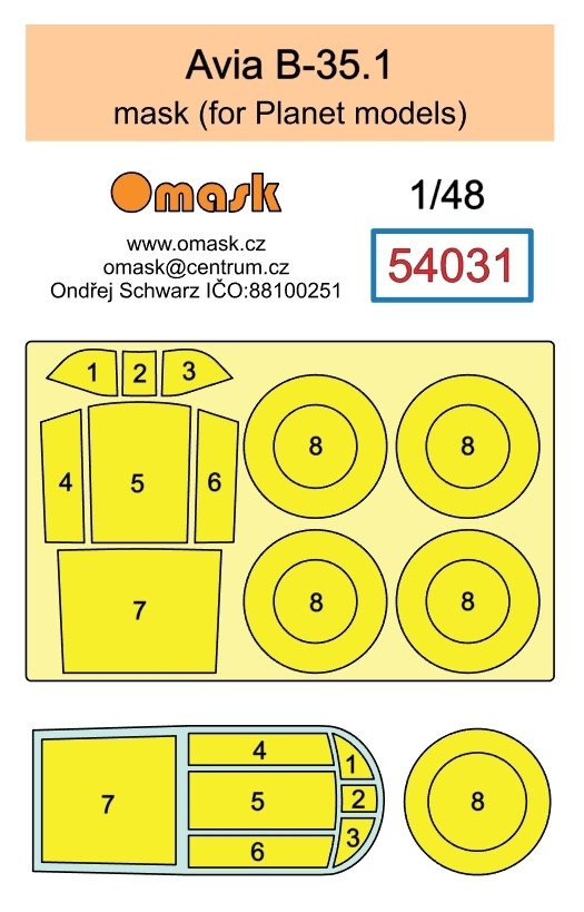 Omask 54031 Avia B-35.1 mask (for Planet models) 1/48