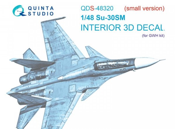 Quinta Studio QDS48320 Su-30SM 3D-Printed &amp; coloured Interior on decal paper (GWH) (Small version) 1/48