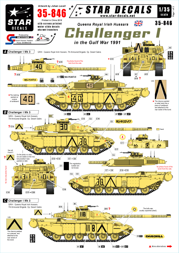 Star Decals 35-846 Challenger I in the Gulf War 1/35