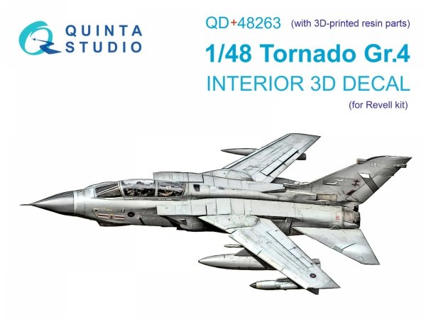 Quinta Studio QD+48263 Tornado GR.4 3D-Printed &amp; coloured Interior on decal paper (Revell) (with 3D-printed resin parts) 1/48