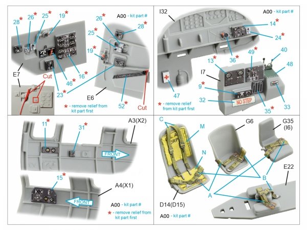 Quinta Studio QD48542 Boeing B-17F 3D-Printed &amp; coloured Interior on decal paper (HK models, Eduard) 1/48